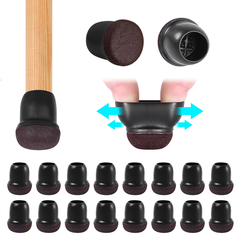 Sit Up Bar Floor - 16PCS ซิลิโคนสีดําเก้าอี้ขาป้องกันห่อ Felt เก้าอี้บาร์ขาเก้าอี้ Caps เฟอร์นิเจอร์ขาป้องกัน