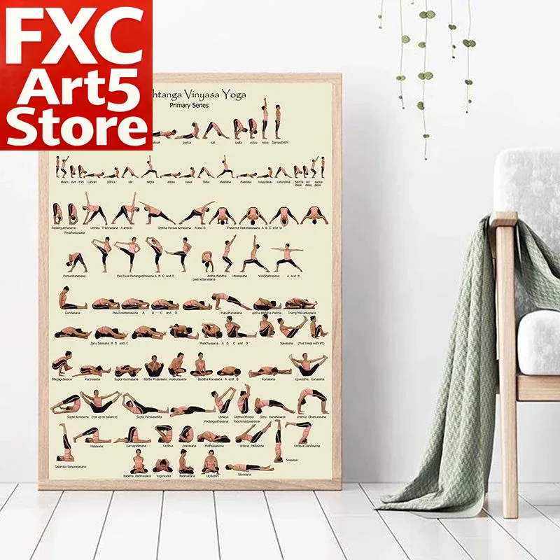 Yoga Fitness Health - โปสเตอร์ภาพวาดบนผ้าใบ 1 ชิ้น แบบไม่มีกรอบ ภาพครอบครัวออกกำลังกาย โยคะ