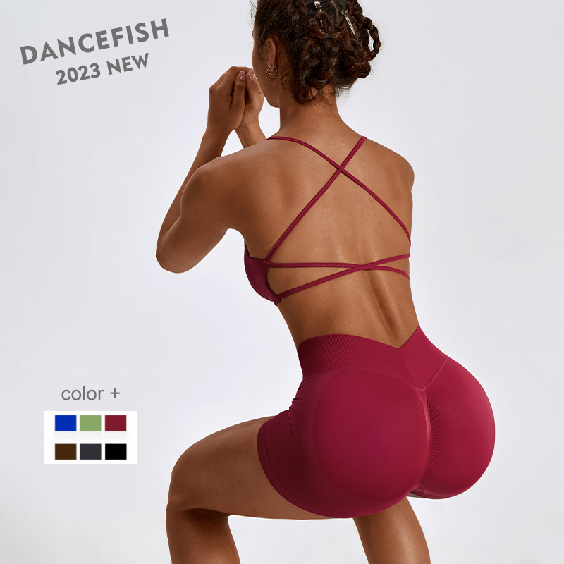 Yoga Daily Fitness - Dancefish ชุดออกกำลังกายแบบแนบเนื้อสำหรับผู้หญิงชุดออกกำลังกายแบบรัดรูปแห้งเร็วชุดใส่วิ่งเล่นโยคะทุกวัน2023สวยงามไร้รอยต่อ