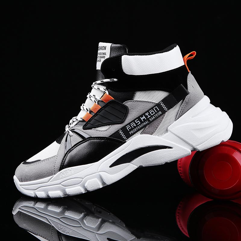 Yoga Fitness Brand - Hightopฤดูร้อนผู้ชายกีฬารองเท้าMan Runningรองเท้าผู้ชายกีฬารองเท้าผู้ชายTop Topรองเท้าผ้าใบบุรุษรองเท้าเทนนิสเดินสีเทาD-421
