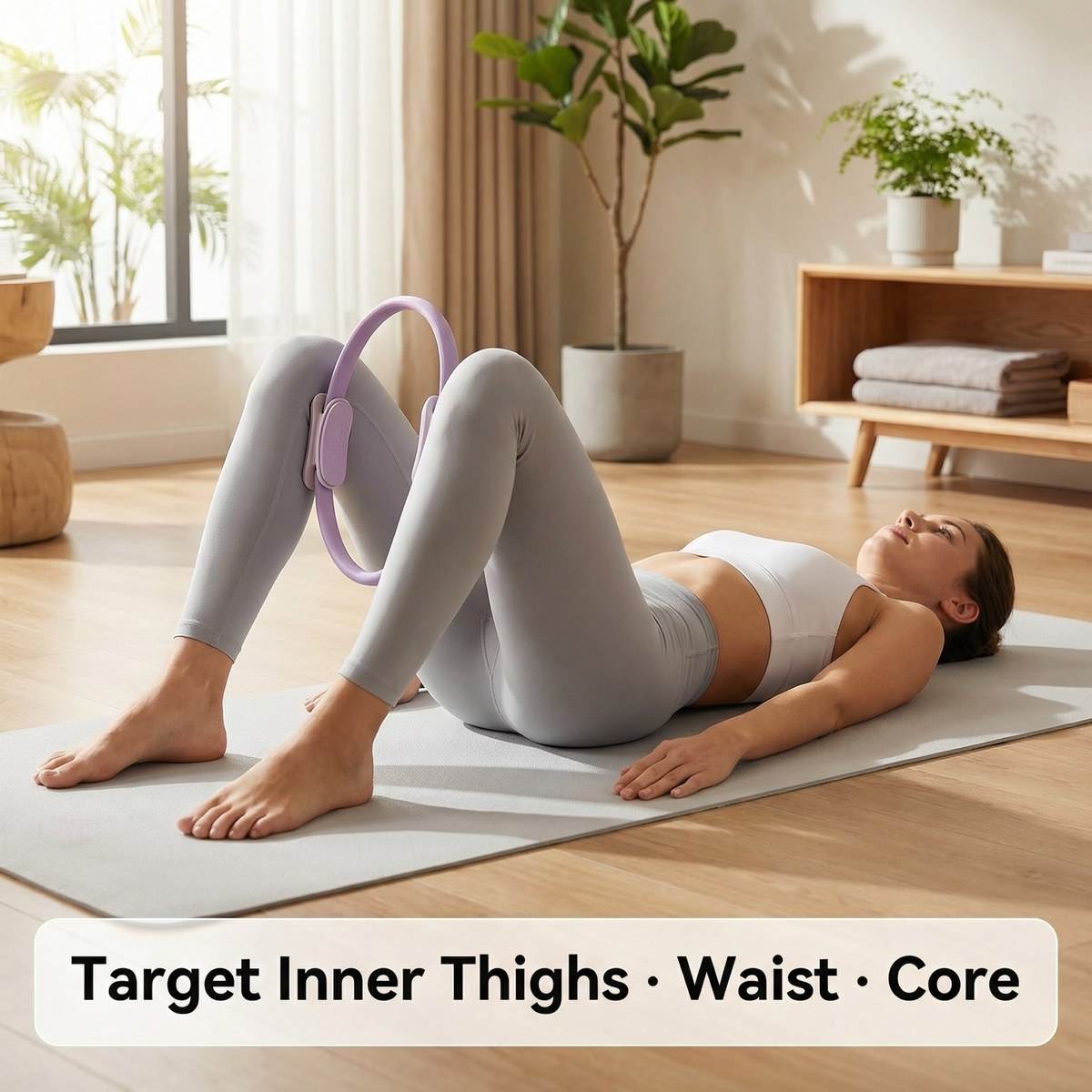 Pilates Ring Circle - วงแหวนพิลาทิสขนาด 38 ซม. วงเวียนโยคะสำหรับฝึกกล้ามเนื้อต้นขาและกระชับกล้ามเนื้ออุ้งเชิงกราน อุปกรณ์ออกกำลังกายที่บ้าน