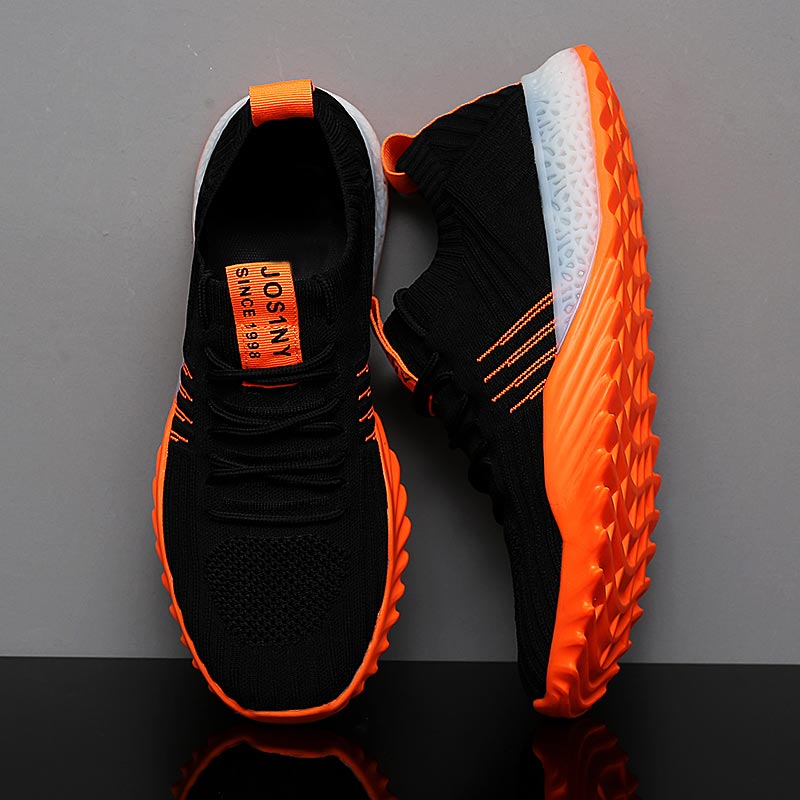 Yoga Fitness Deal - Plusขนาดน้ำหนักเบาAir Mesh Menกีฬารองเท้าผู้หญิงรองเท้าผ้าใบManสีส้มสีดำBreathableรองเท้าผู้ชายกีฬาgym D-436